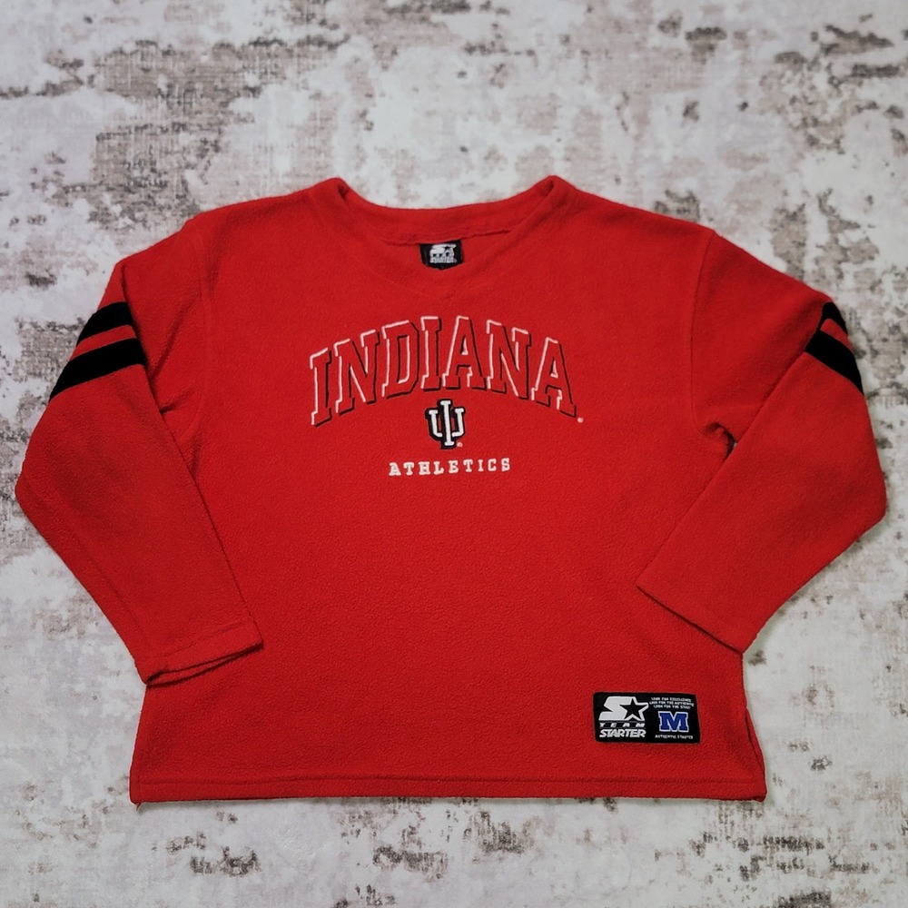 Vintage Starter Indiana Hoosiers Fleece Sweatshirt Youth M Red Y2K Cropped Retro